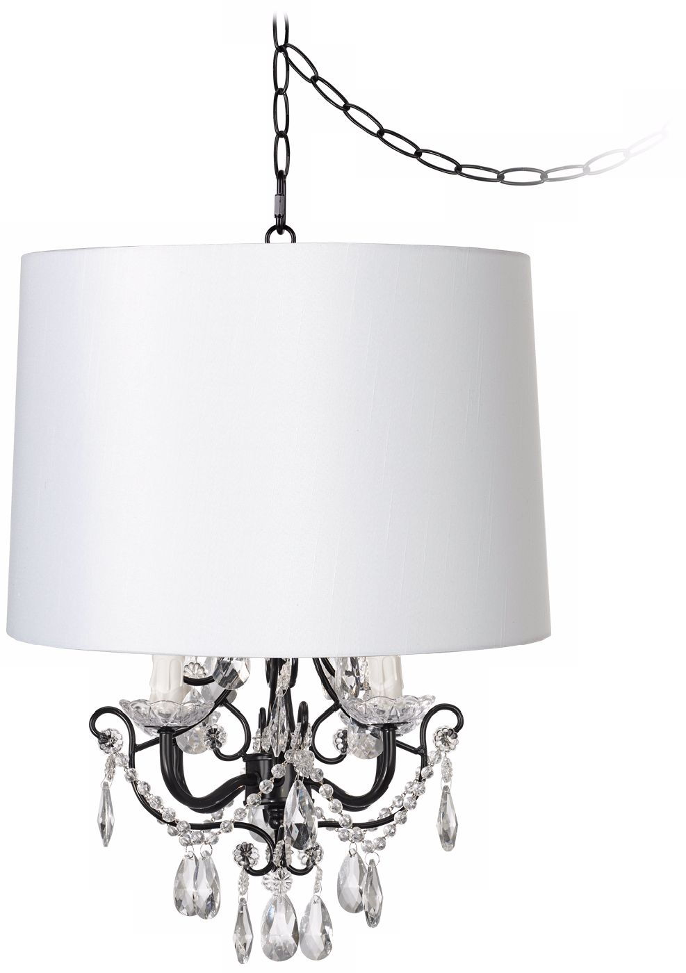 Crystal Glitter Designer White Shade Swag Chandelier