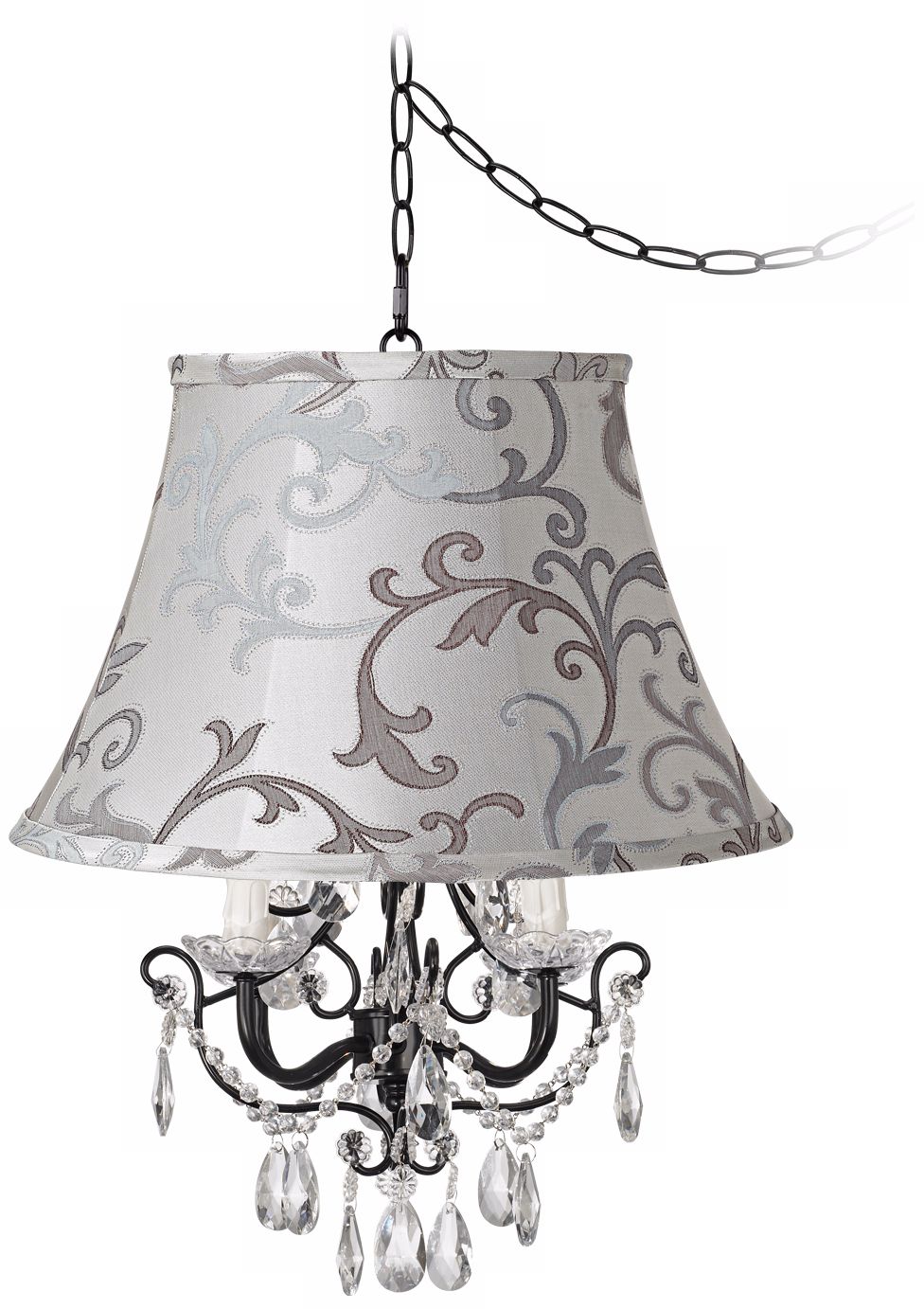 Crystal Glitter Designer Scroll Shade Swag Chandelier