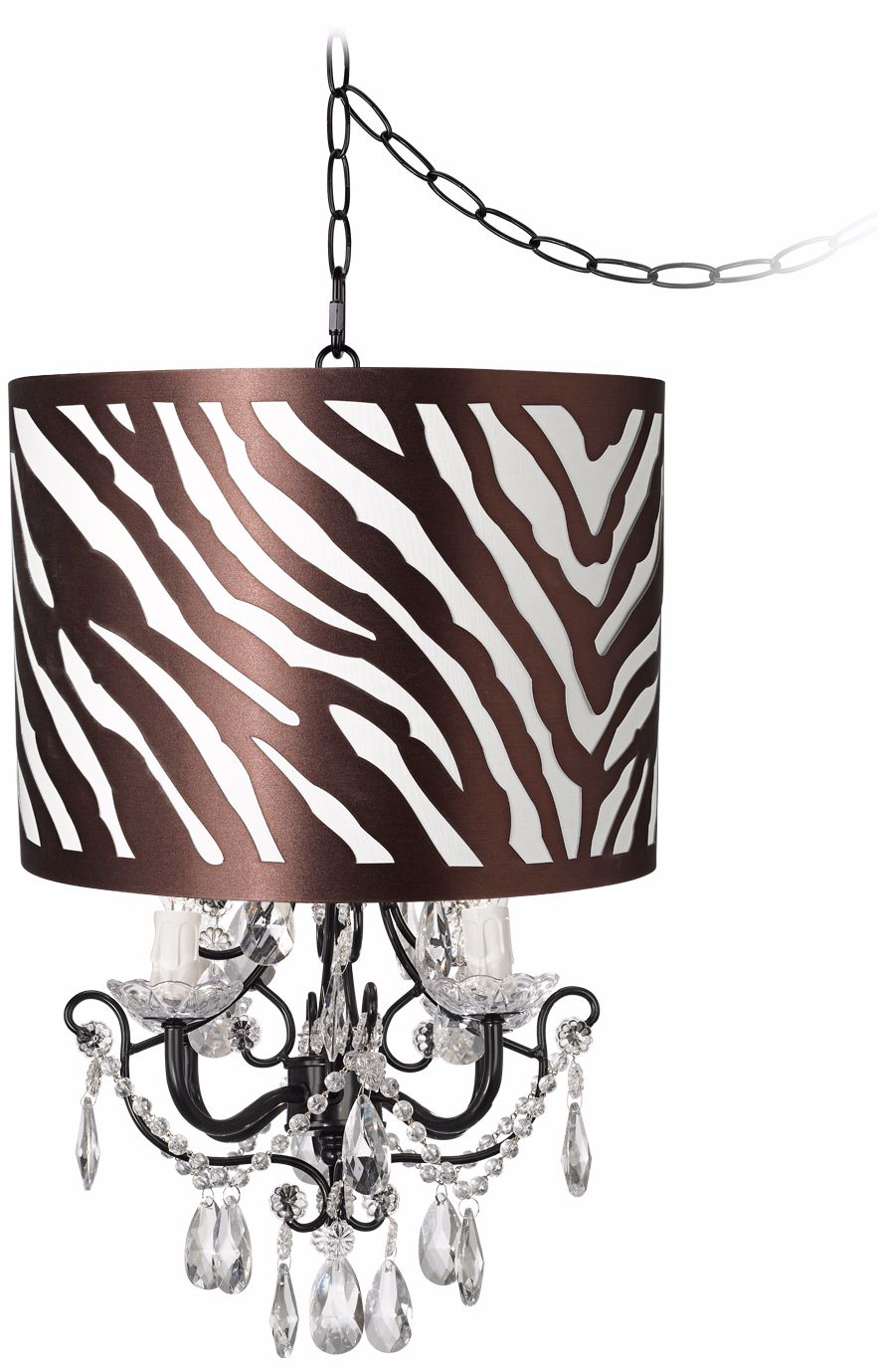Crystal Glitter Zebra Designer Shade Swag Chandelier
