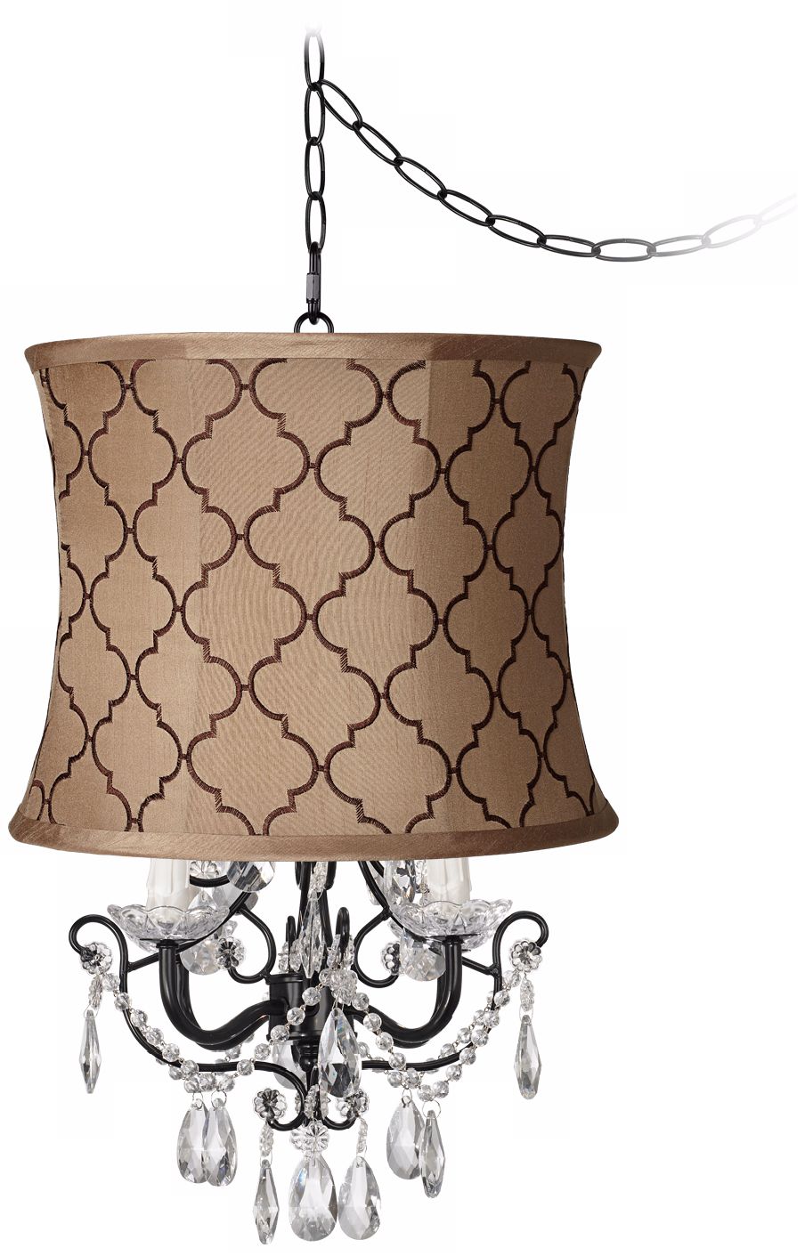 Crystal Glitter Brown Tile Designer Shade Swag Chandelier