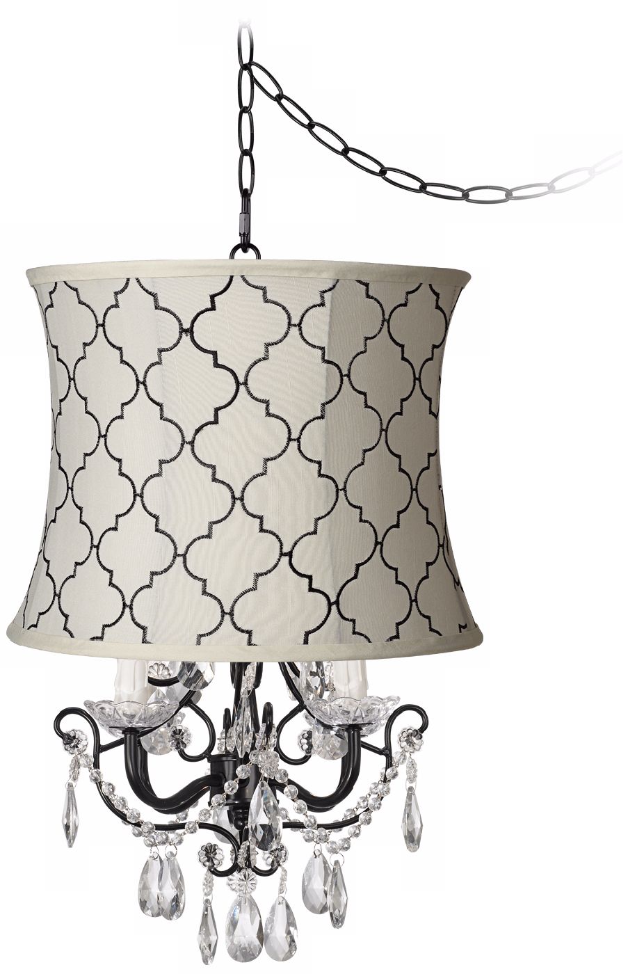Crystal Glitter Cream Tile Designer Shade Swag Chandelier