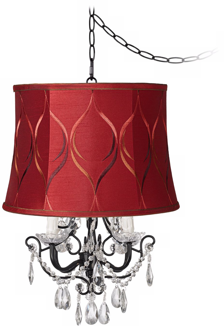 Crystal Glitter Merlot Designer Shade Swag Chandelier
