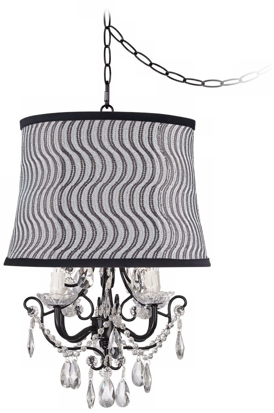 Crystal Glitter Designer Sequins Shade Swag Chandelier