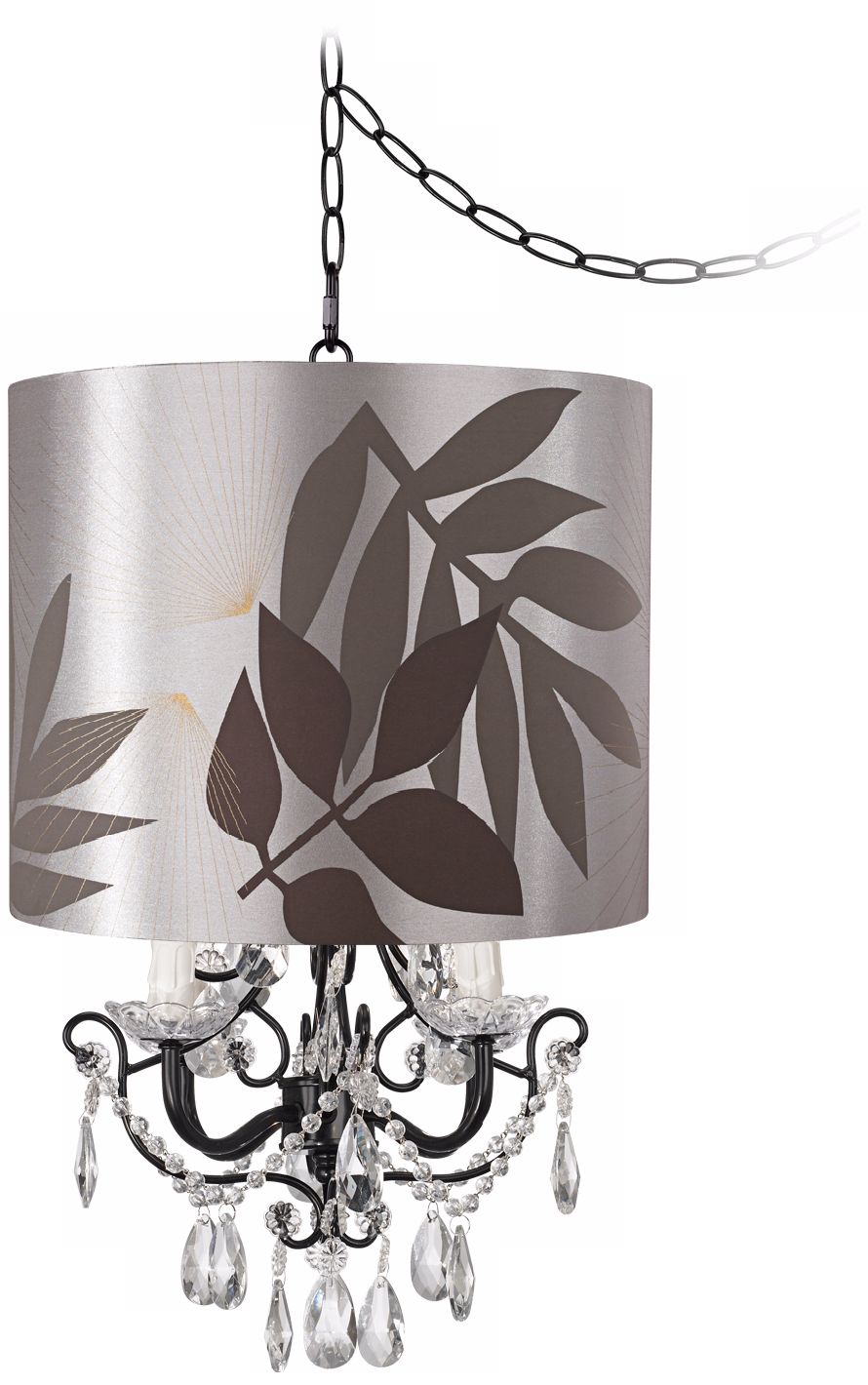 Crystal Glitter Designer Satin Shade Swag Chandelier