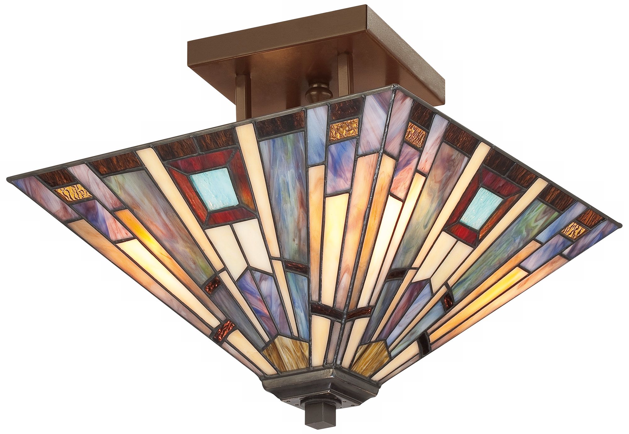 Robert Louis Tiffany Earth Tone 14" Wide Ceiling Light