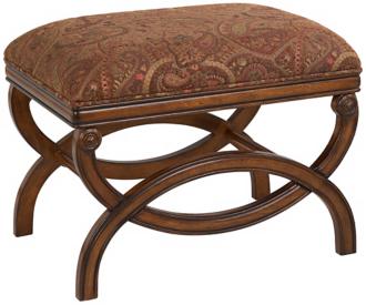 Sienna Brown Paisley Chenille Upholstered Ottoman P6179