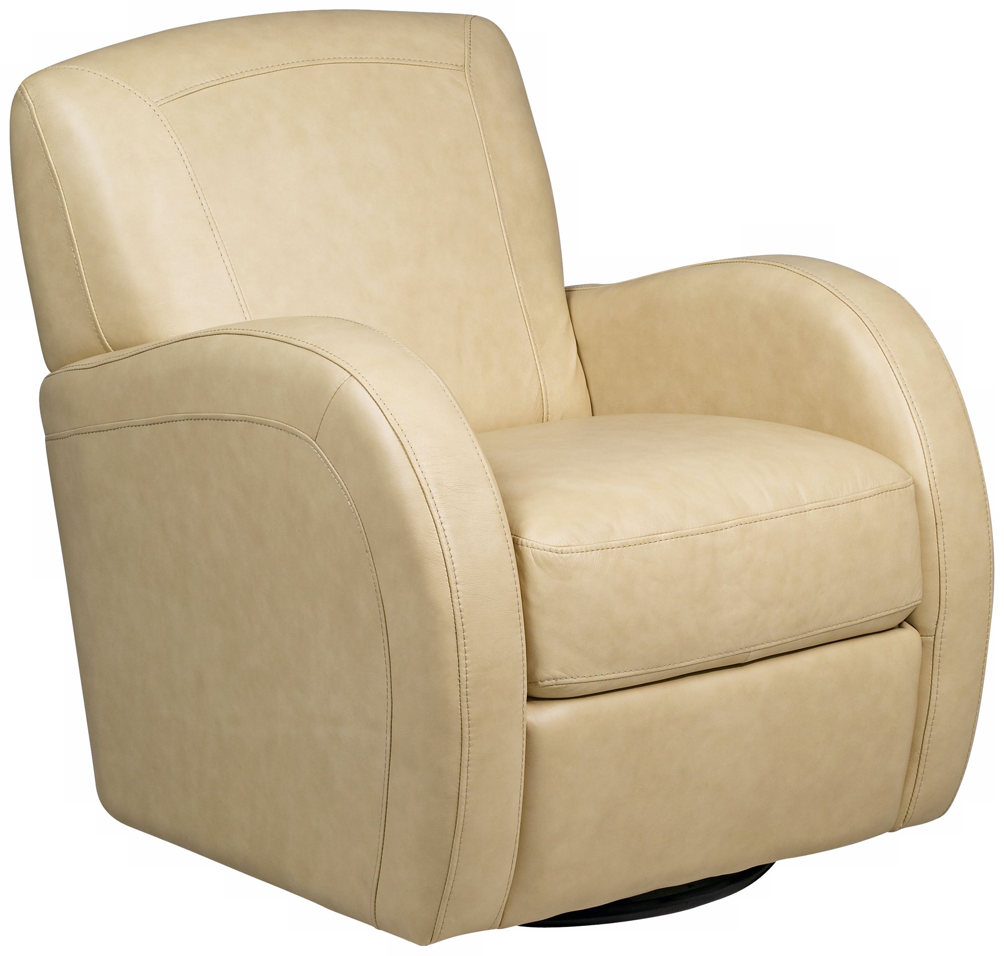 Alfie Taupe Top Grain Leather Swivel Chair