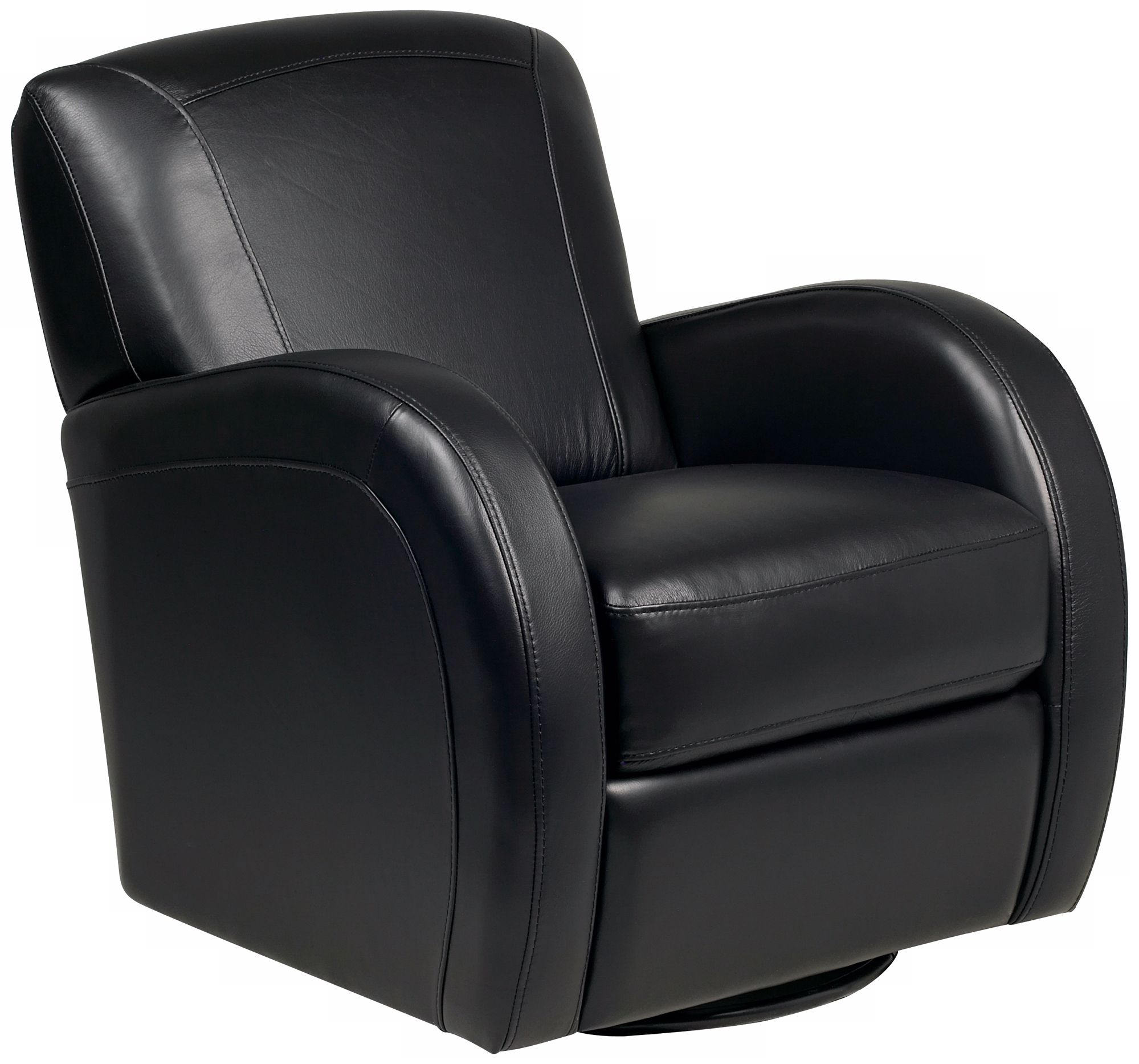 Alfie Black Top Grain Leather Swivel Chair