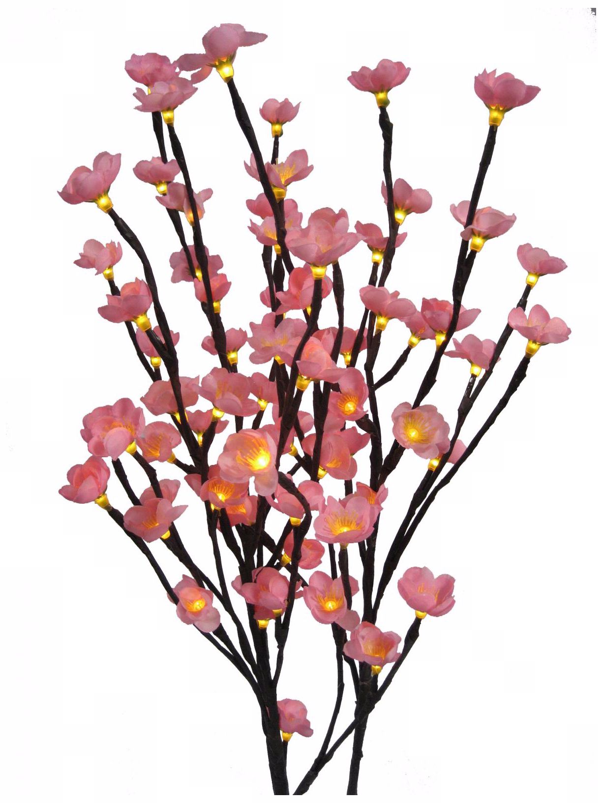 Set of 3 Lighted Cherry Blossom Fiber Optic Flowers