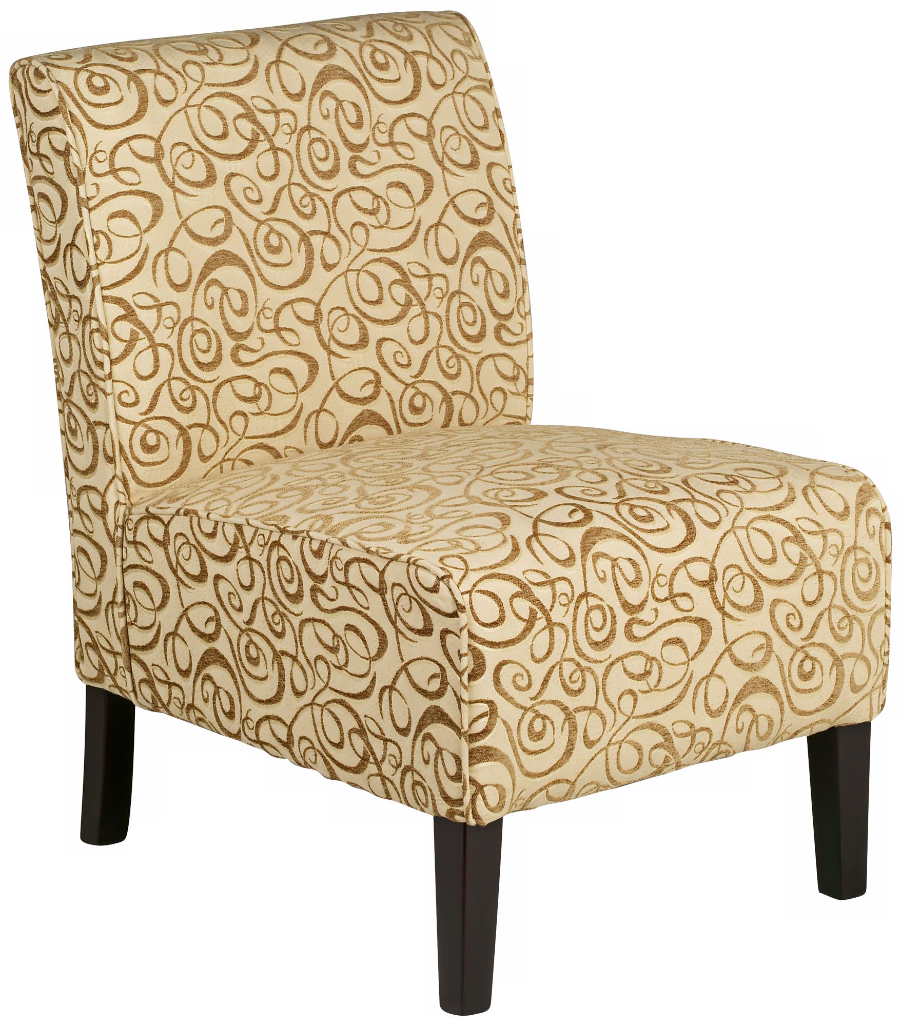 Olson Cream and Gold Swirl Armless Accent Chair