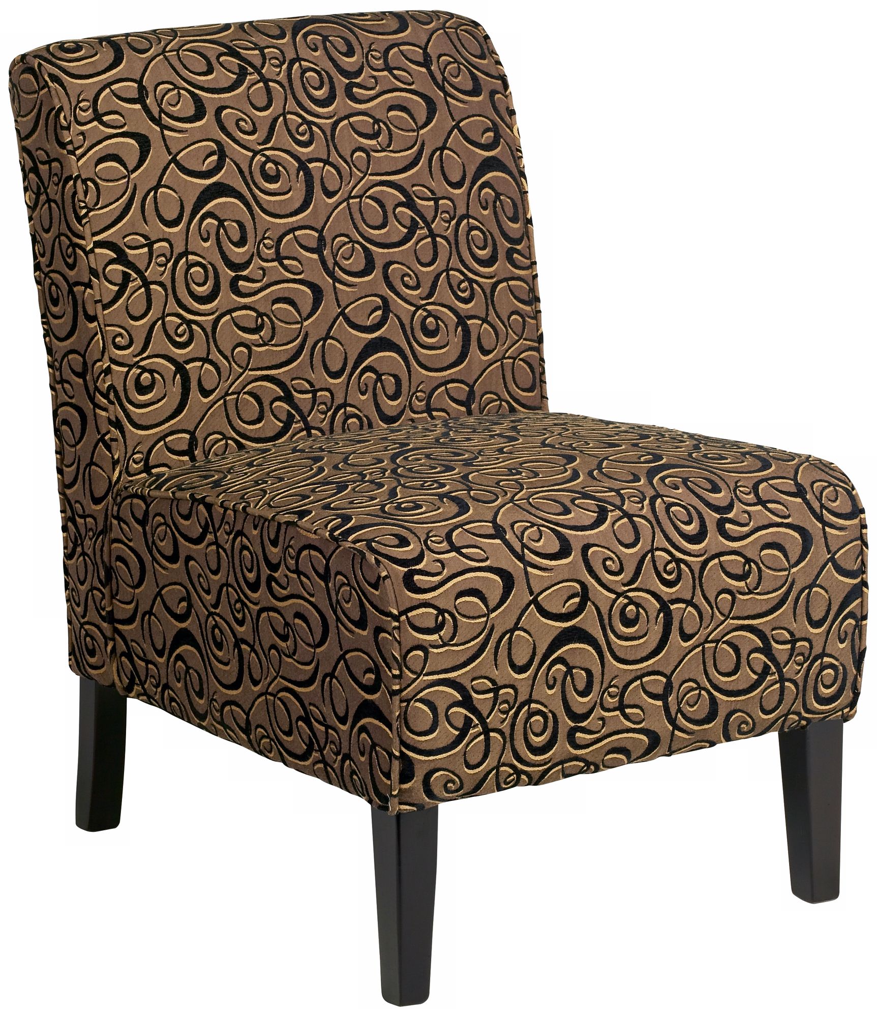 Olson Black and Gold Swirl Armless Accent Chair