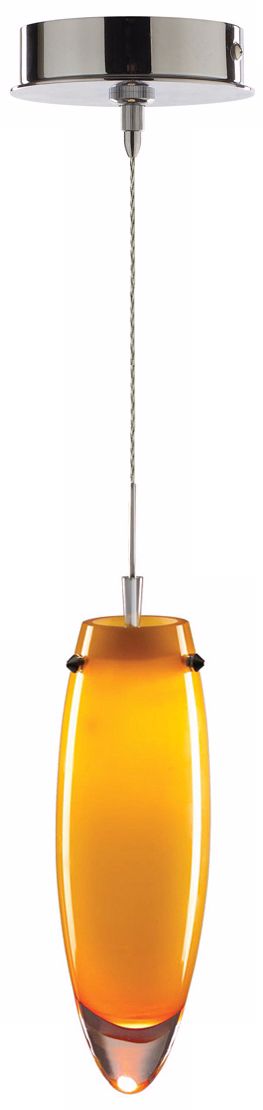 Alico Torpedo Amber Glass Chrome Mini Pendant