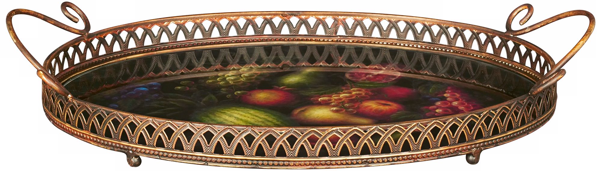 Metal Serving Tray With Fruit Images