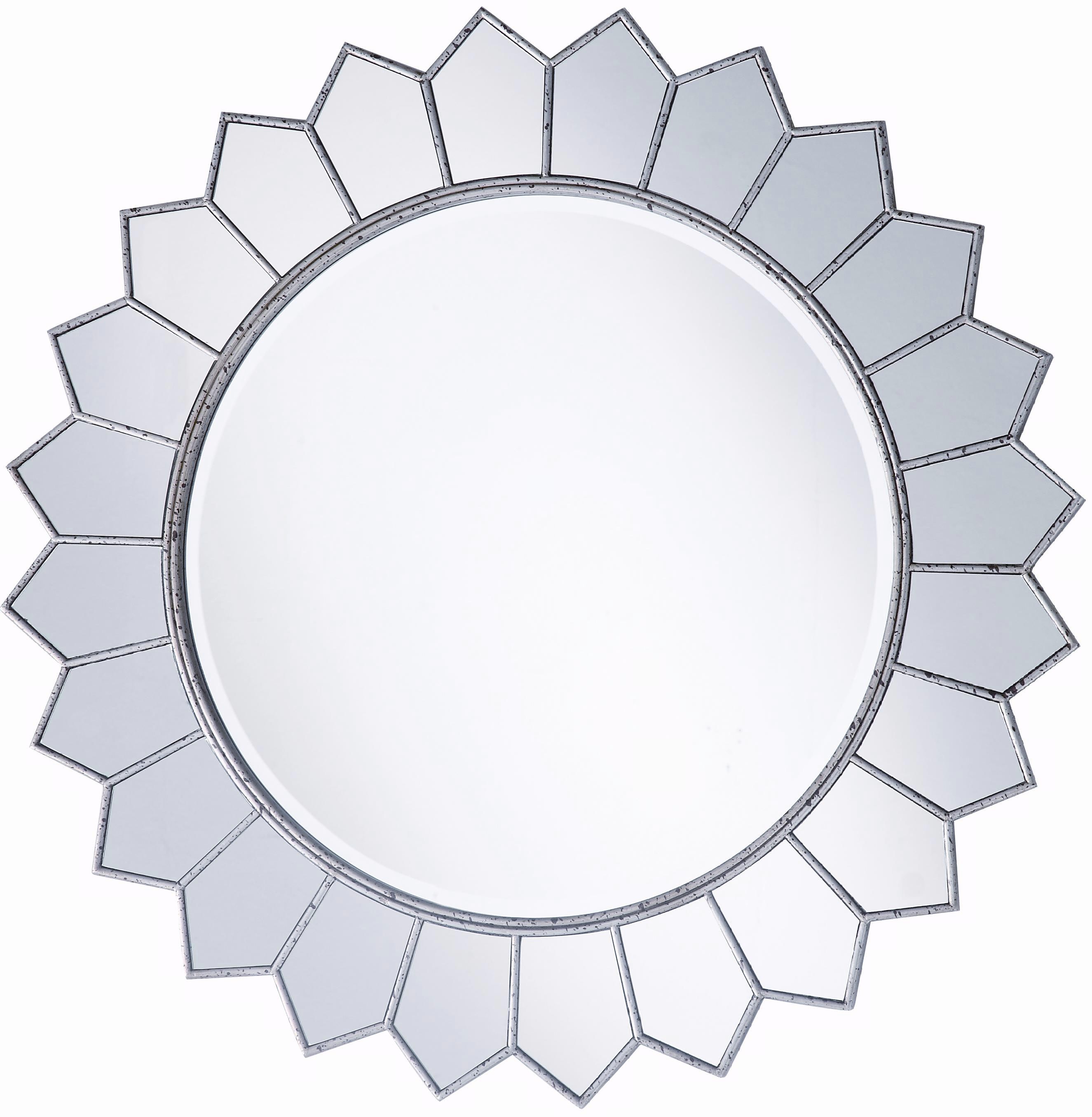 Aged Silver Sunflower 36" Round Wall Mirror