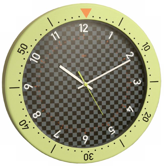 Speedmaster Black and Chartreuse 14 1/2" Wide Wall Clock