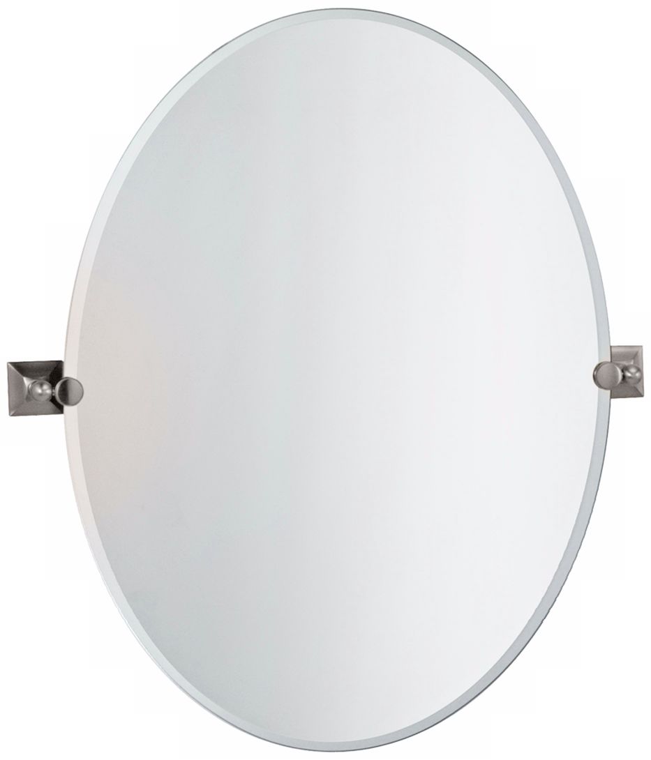 Gatco Meridian Satin Nickel Oval 32" High Tilt Wall Mirror