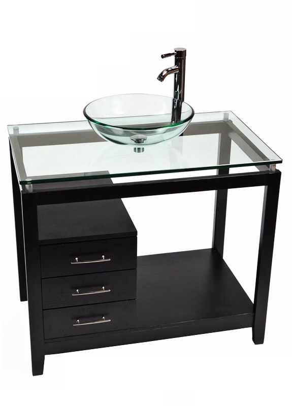 Cappuccino Clear Glass Contemporary Vanity