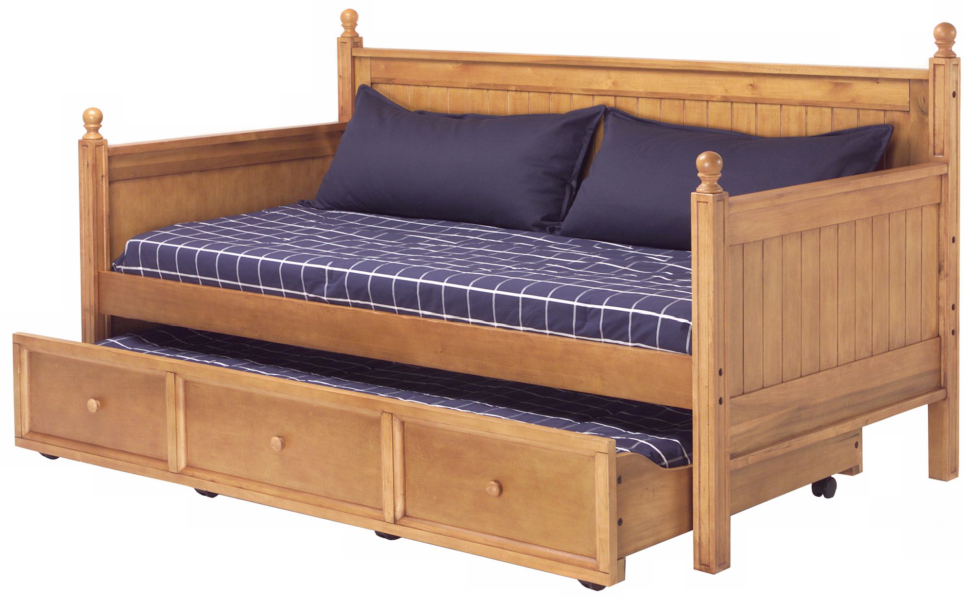 Casey Honey Maple Wood Twin Trundle Daybed