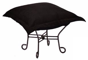 Howard Elliott Ebony Microsuede Scroll Puff Ottoman