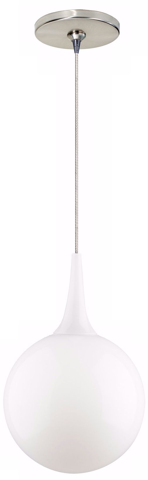 Pele White Glass Satin Nickel LED Tech Lighting Mini Pendant