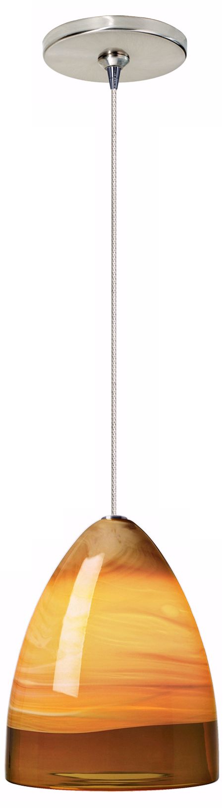 Nebbia Amber Glass Satin Nickel LED Tech Lighting Mini Pendant
