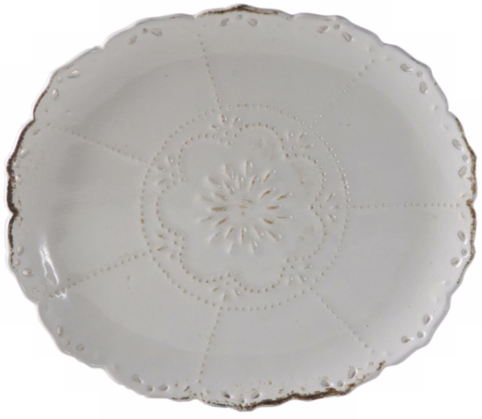 White Pierced Scalloped Ceramic Tray Medium