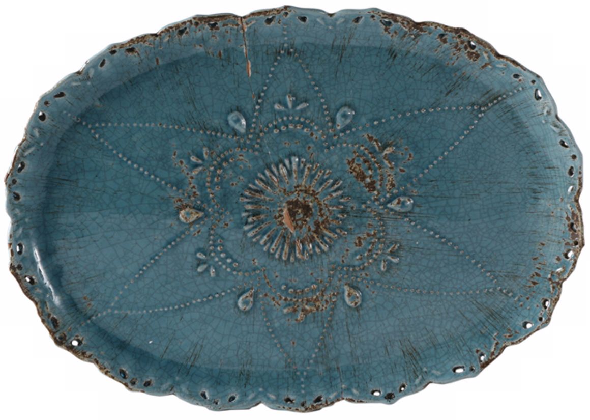 Marine Pierced Scalloped Ceramic Tray Large