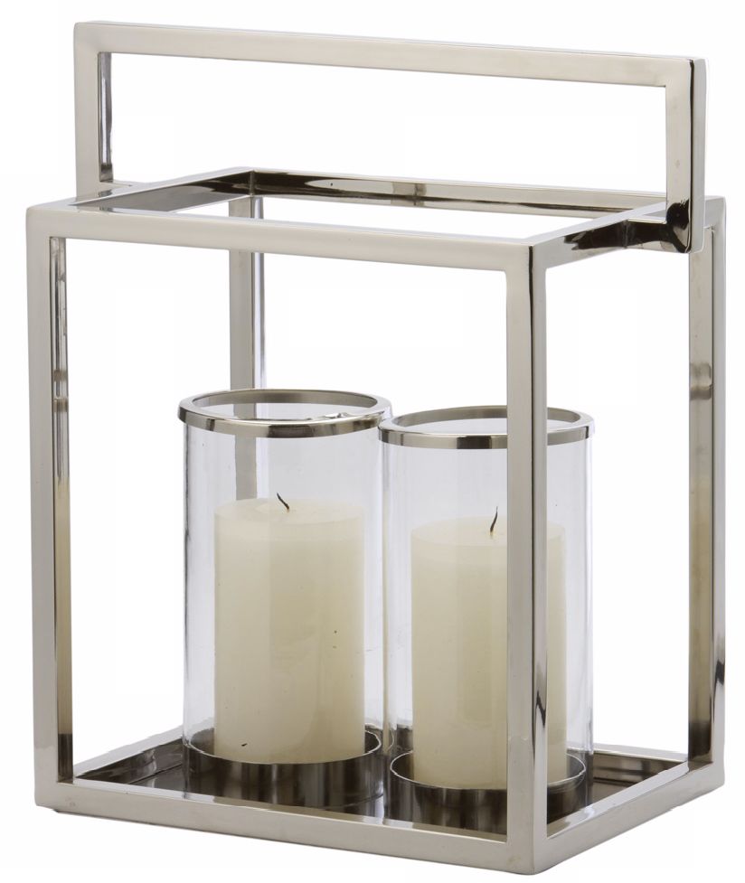 Steel Trolley Lantern Double Candle Holder