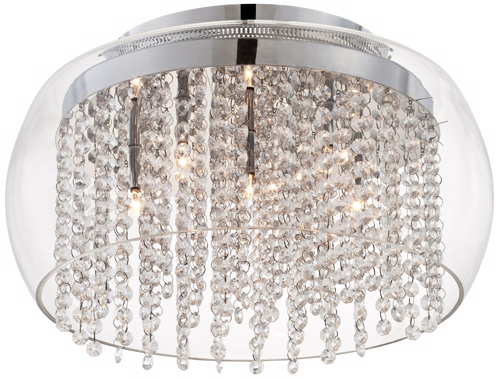 Possini Crystal Rainfall Glass Drum 17" Ceiling Light