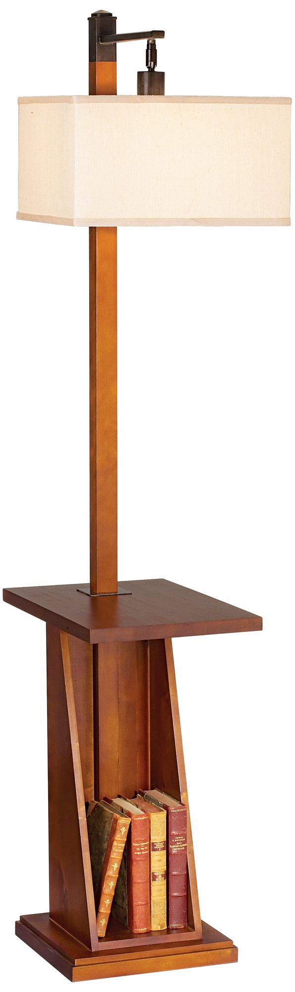 Astor Place Walnut Tray and Shelf Floor Lamp