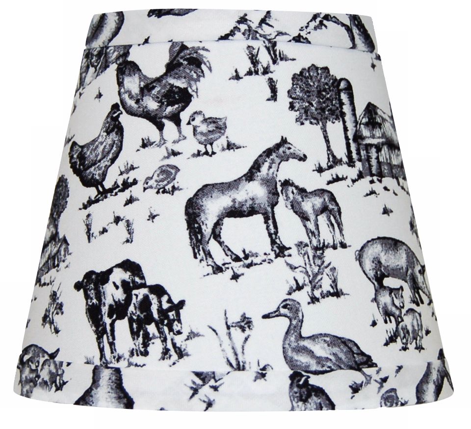 Set of Six Farm Toile Shades 4x6x5.25 (Clip-On)