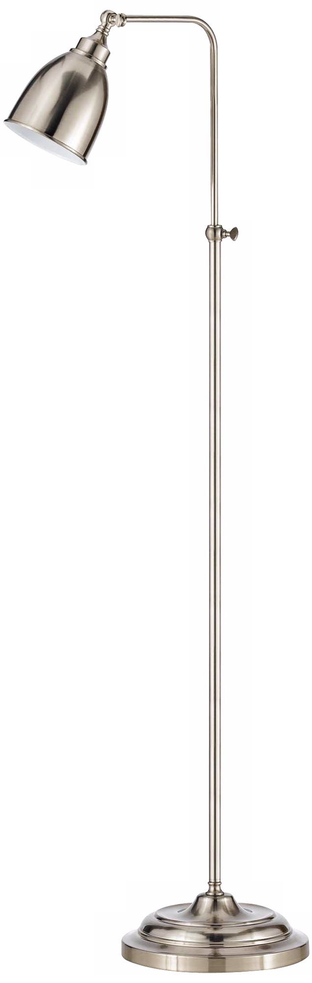 Brushed Steel Metal Adjustable Pole Pharmacy Floor Lamp