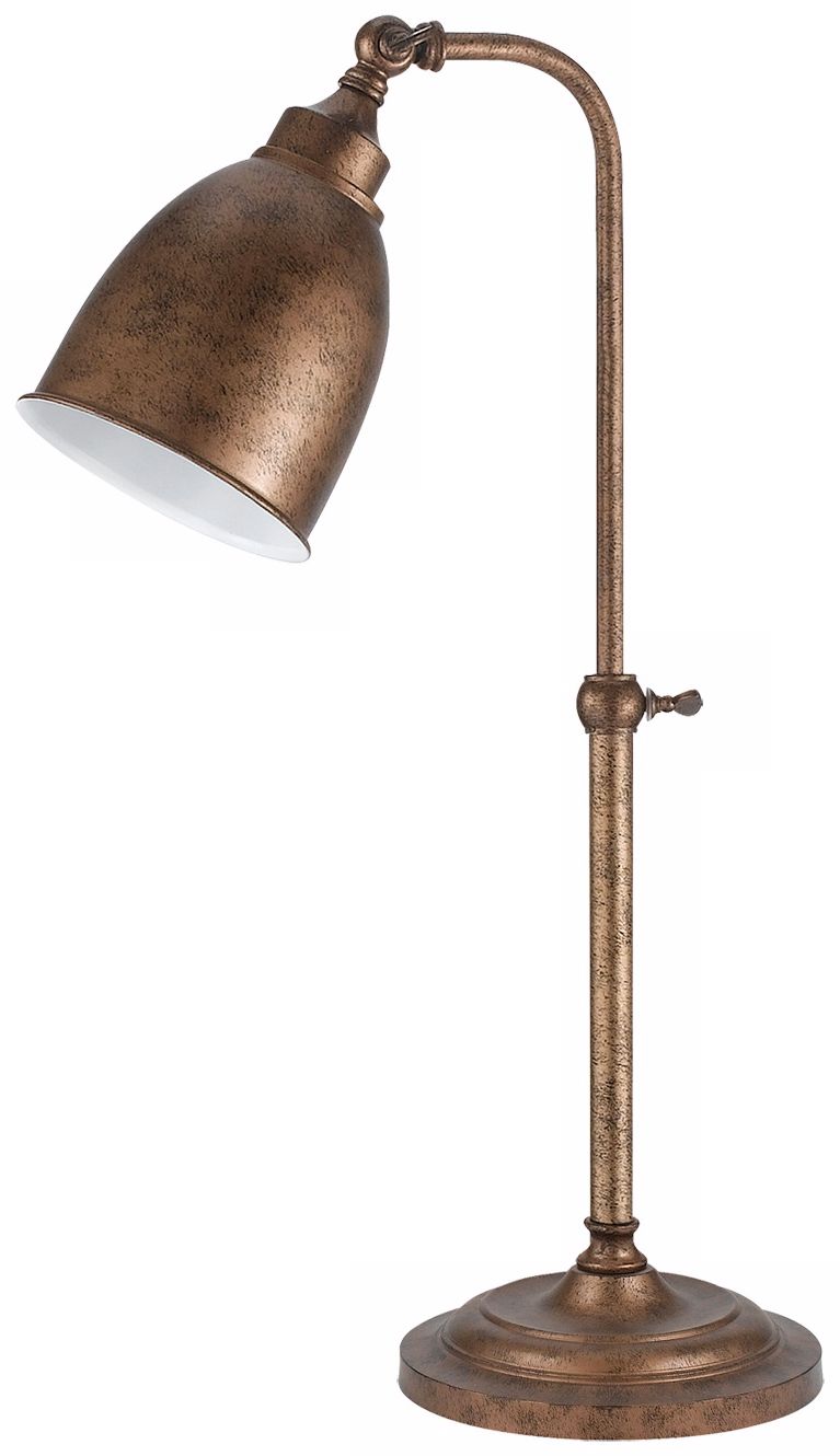Rust Metal Adjustable Pole Pharmacy Table Lamp