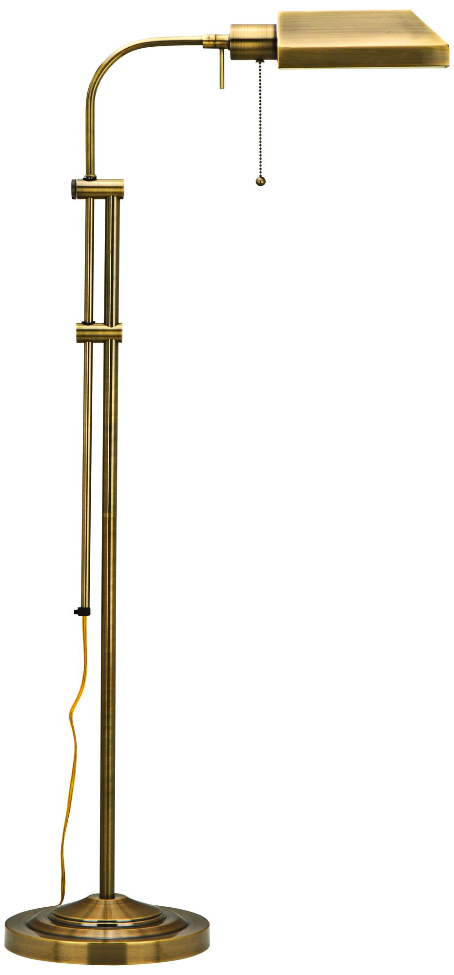 Antique Brass Adjustable Pole Pharmacy Metal Floor Lamp