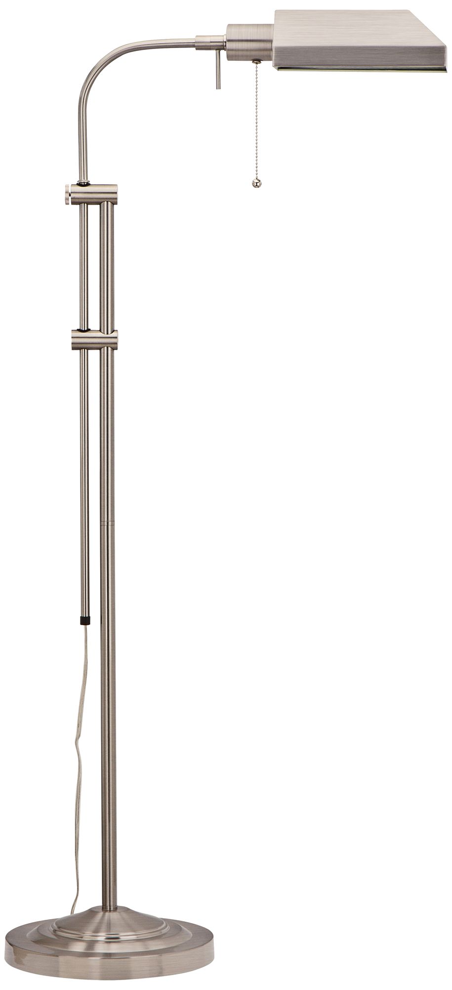Brushed Steel Adjustable Pole Pharmacy Metal Floor Lamp