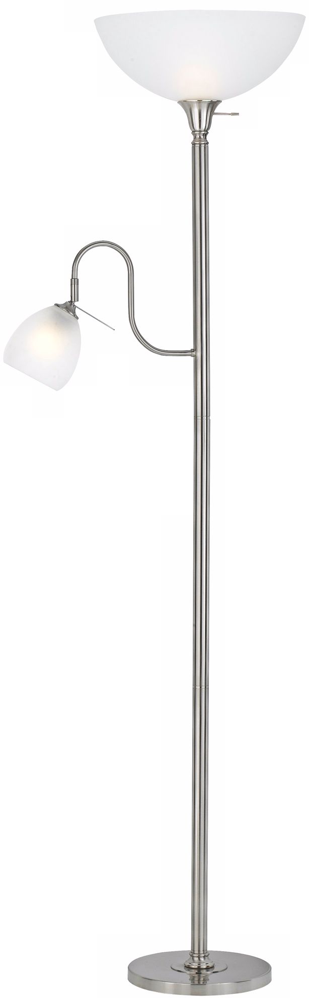 Brushed Steel Torchiere with Reading Light