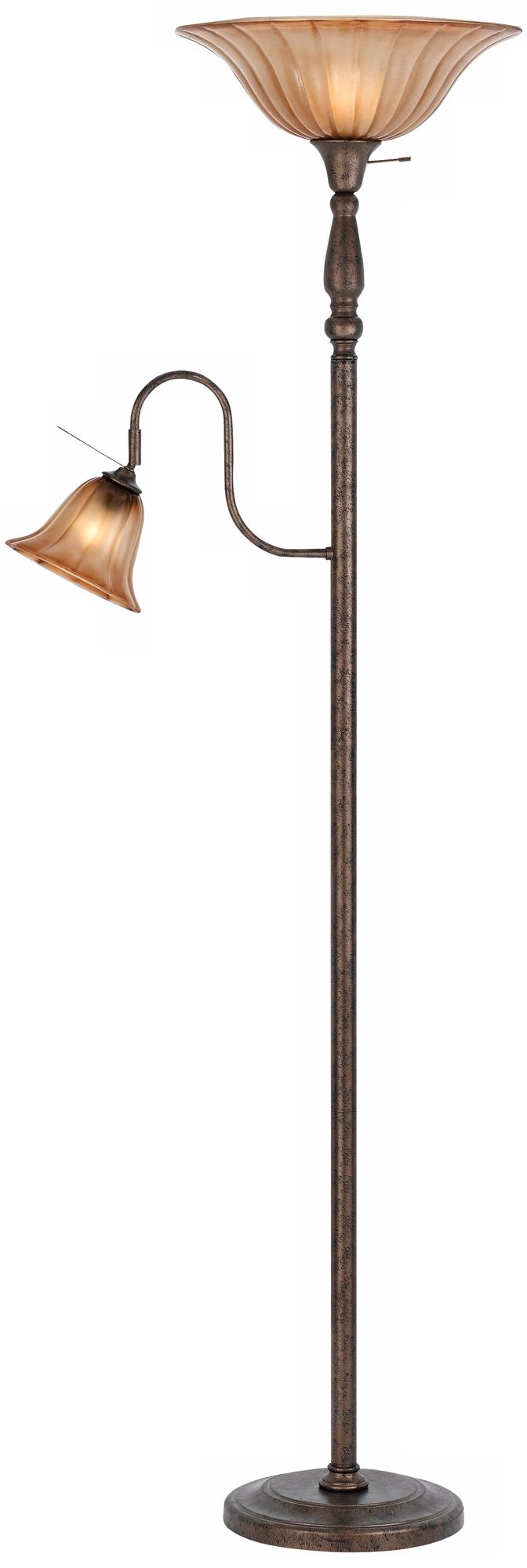 Rust Finish Torchiere with Reading Light
