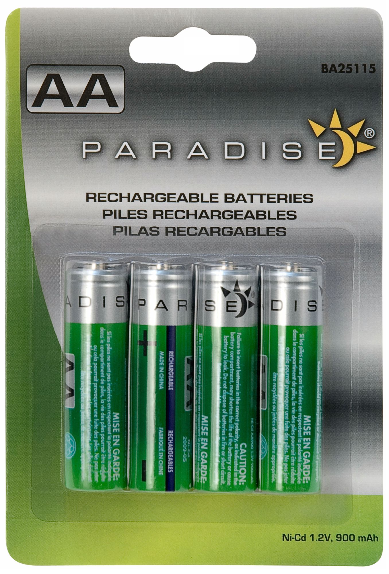 Pack of 4 Solar AA Rechargeable Batteries