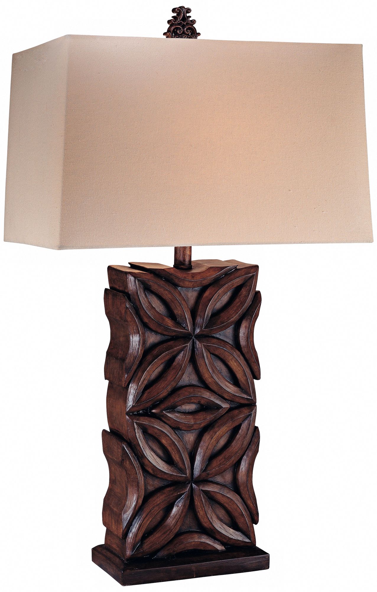 Ambience Cherry Carved Faux Wood Table Lamp