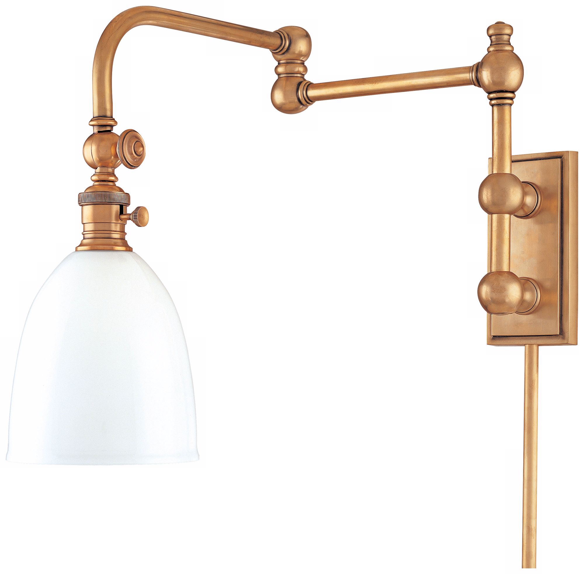Monroe Aged Brass Plug-In Swing Arm Wall Light