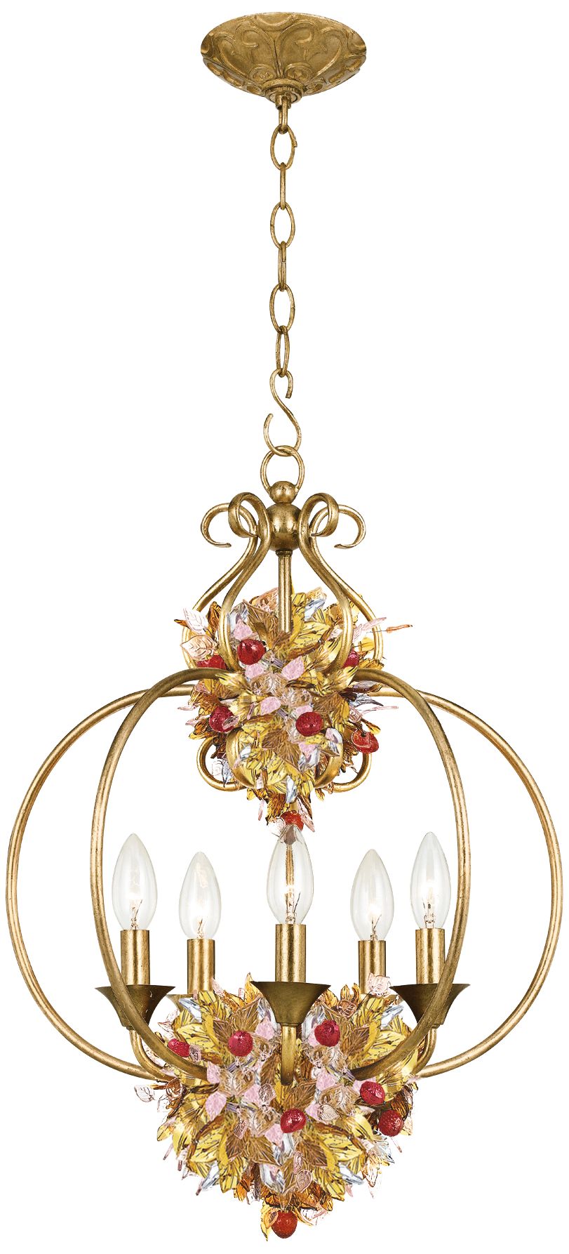 Crystorama Fiore Antique Gold Leaf 17" Wide Chandelier