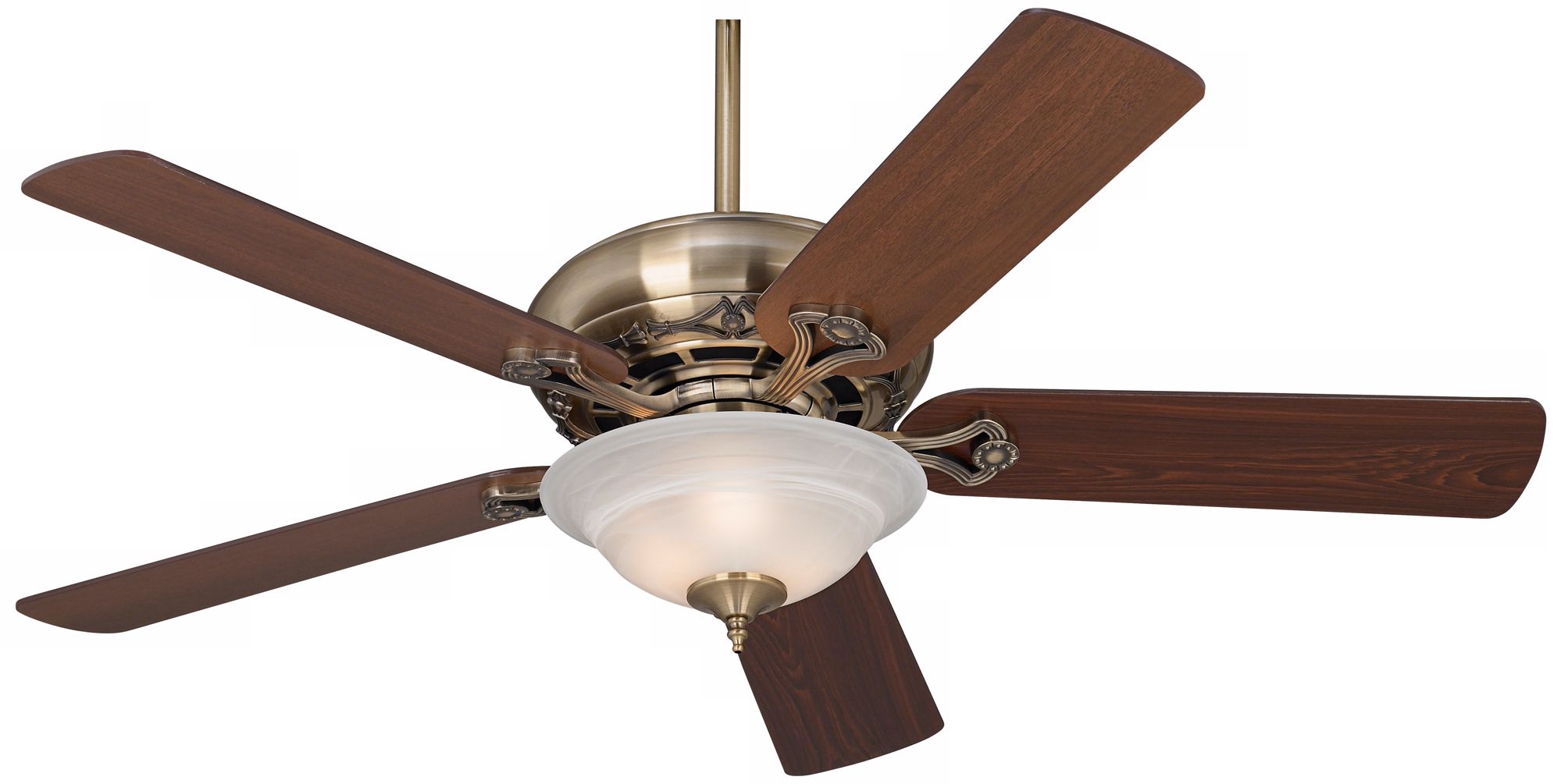 52" Casa Vieja Trilogy Brass Ceiling Fan with Light Kit