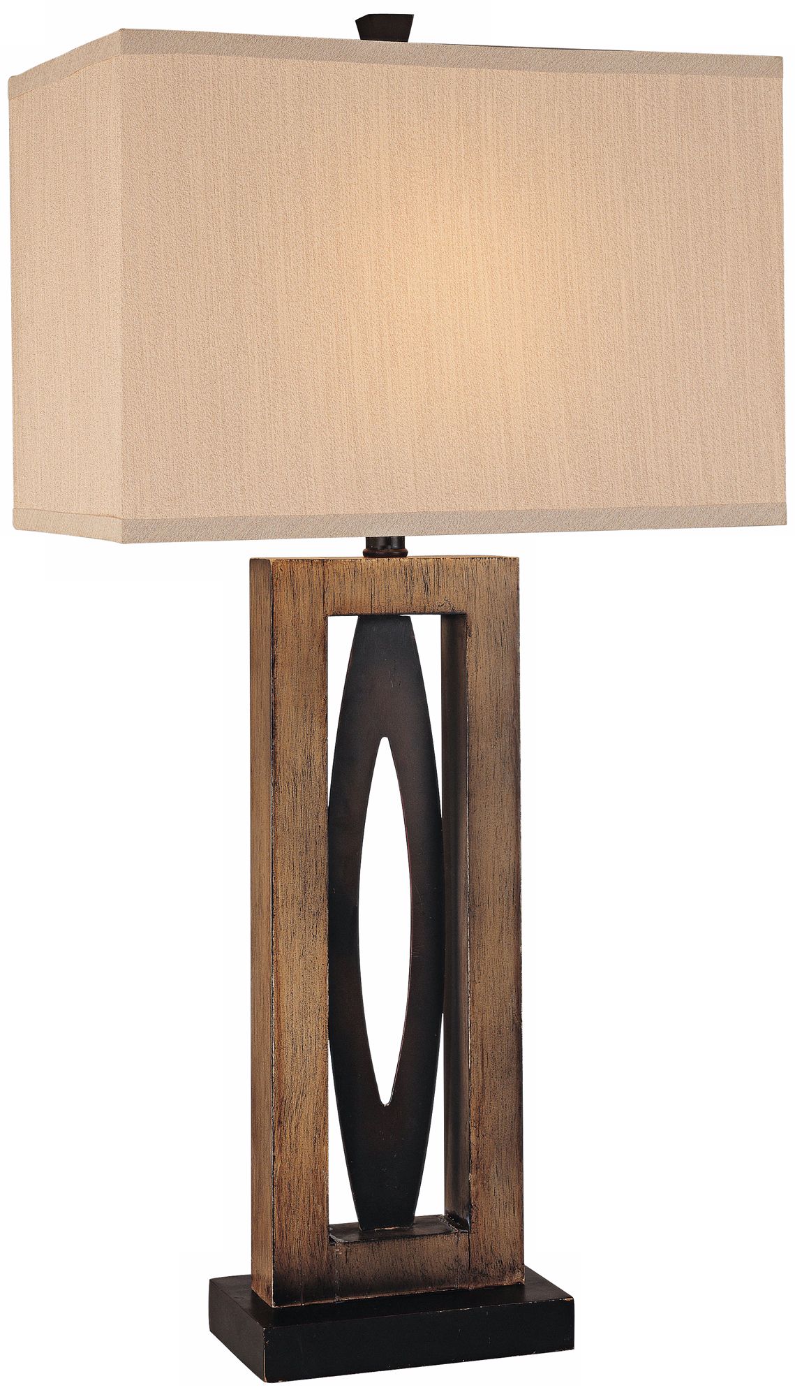 Ambience Collection Brown Faux Wood Framed Oval Table Lamp