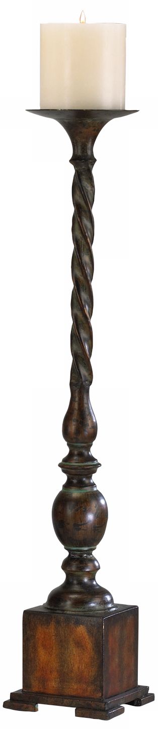Medium Quaker Candleholder With Rust and Verde Finish
