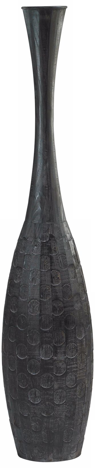 Slate Finished Wood Medium Tribal Vase