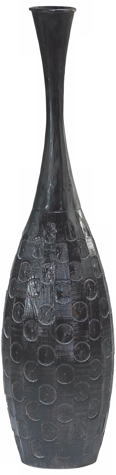 Slate Finished Wood Small Tribal Vase