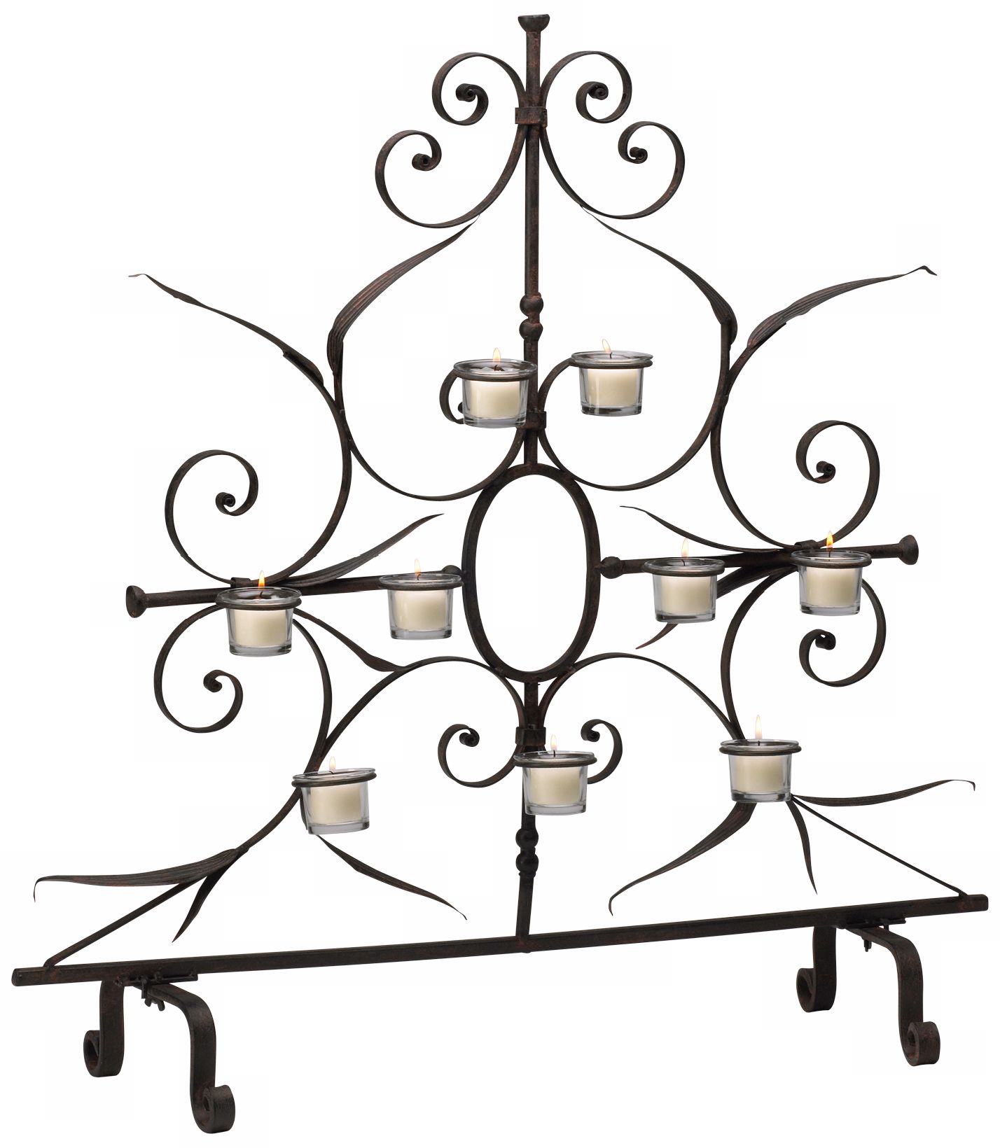 Rustic Iron Scroll Candle Holder Fireplace Cover R0283