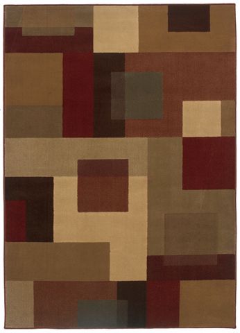Riverwoods Collection Autumn Squares Area Rug