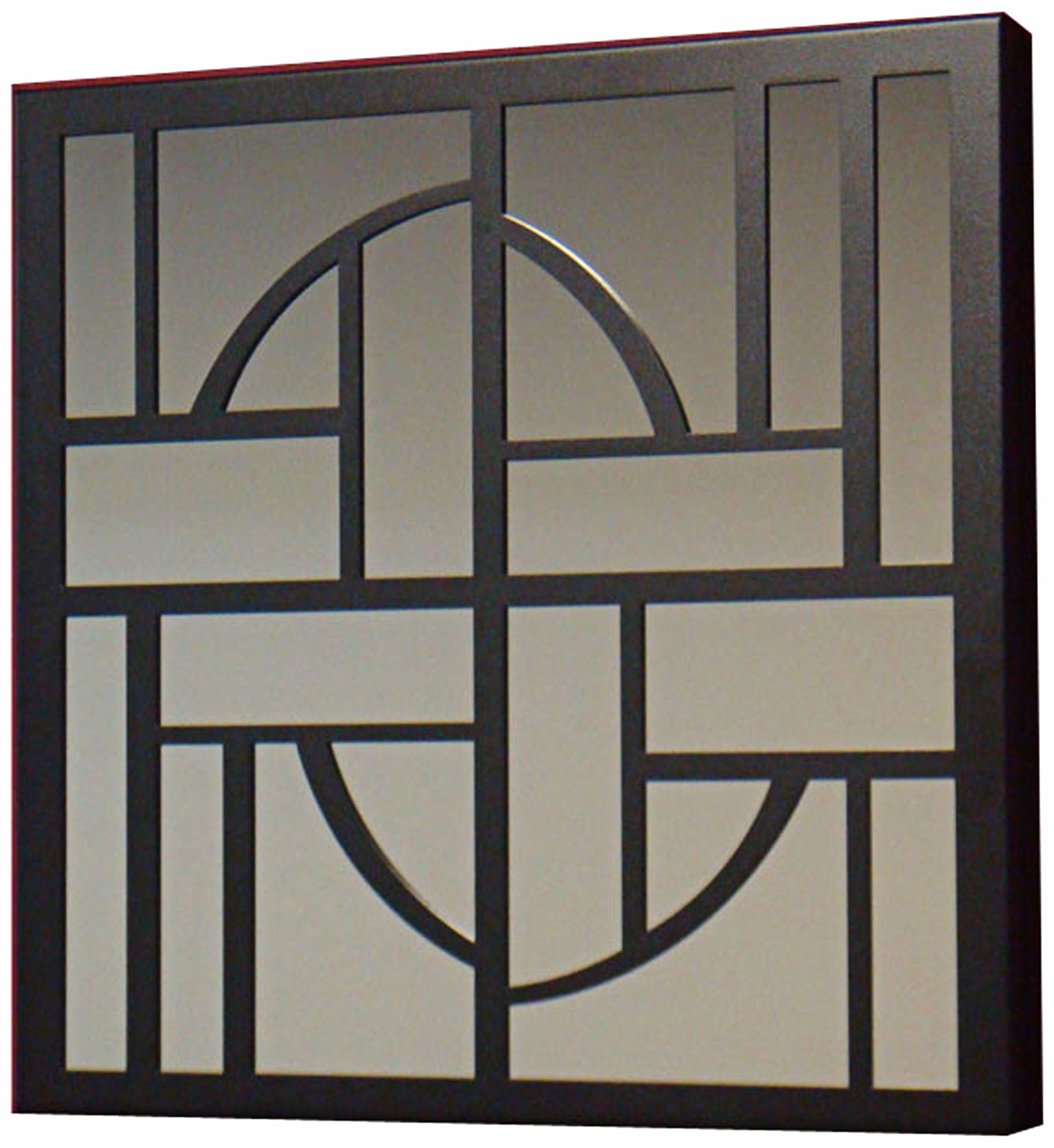 Abstract Shapes Black Finish 19" Square Wall Mirror