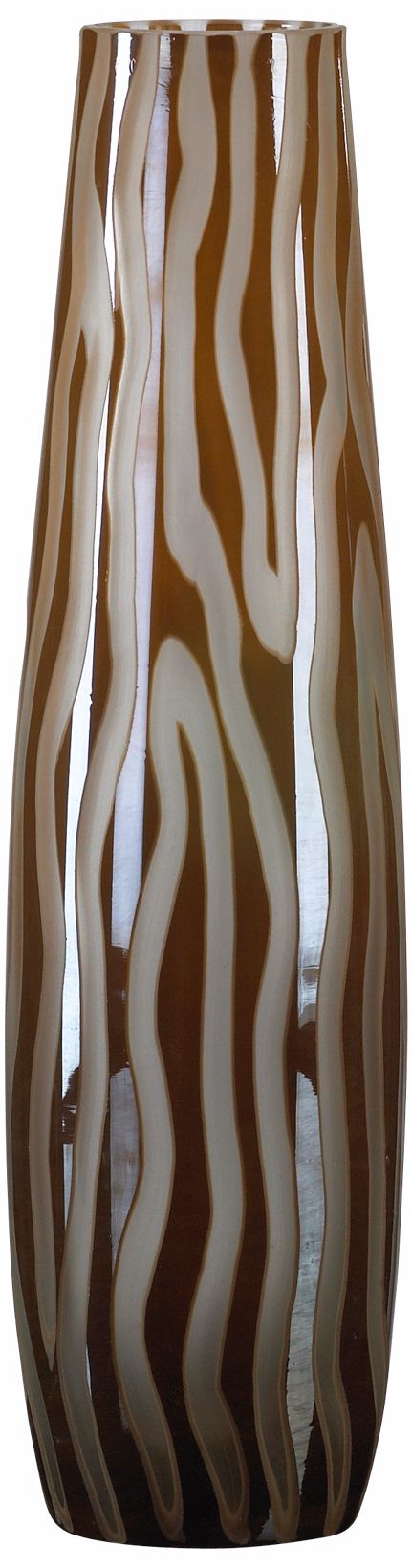 Small Caf Brown and Smoke Etched Glass Vase